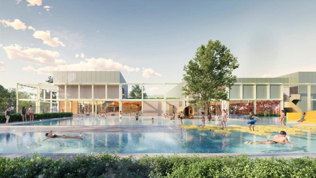 Het buitenbad van het nieuwe sportcomplex Hoornse Vaart.