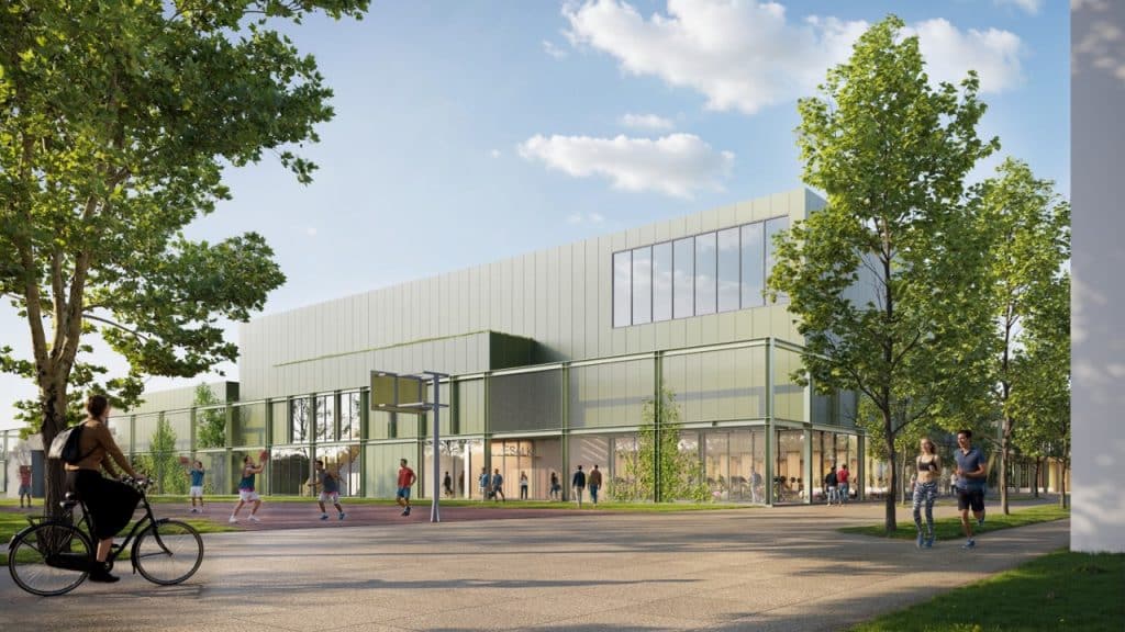 Voorkant van het sportcomplex.