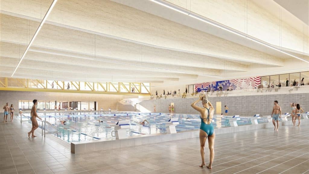 Zwembad binnen nieuwe sportcomplex Hoornse Vaart