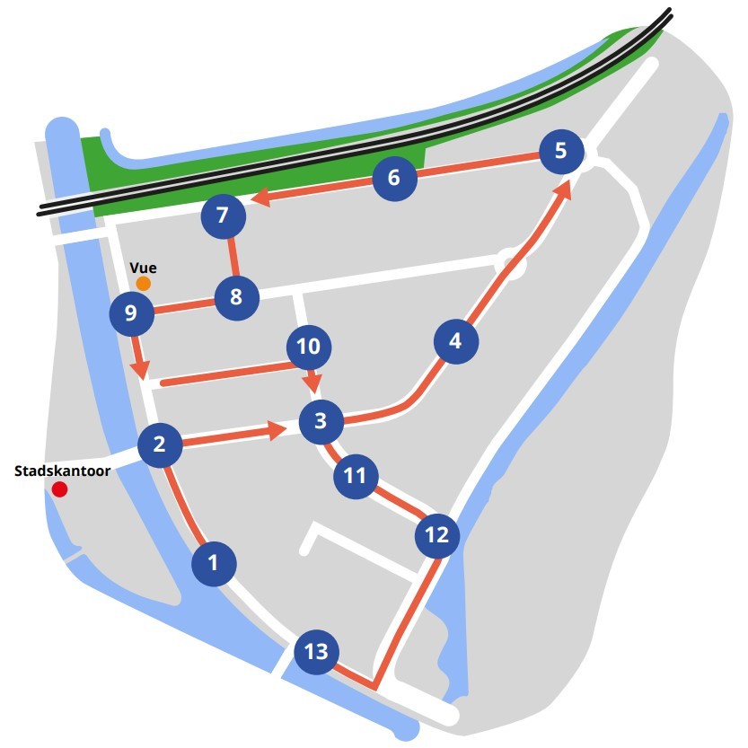 kaart wandelroute Overstadwandeling