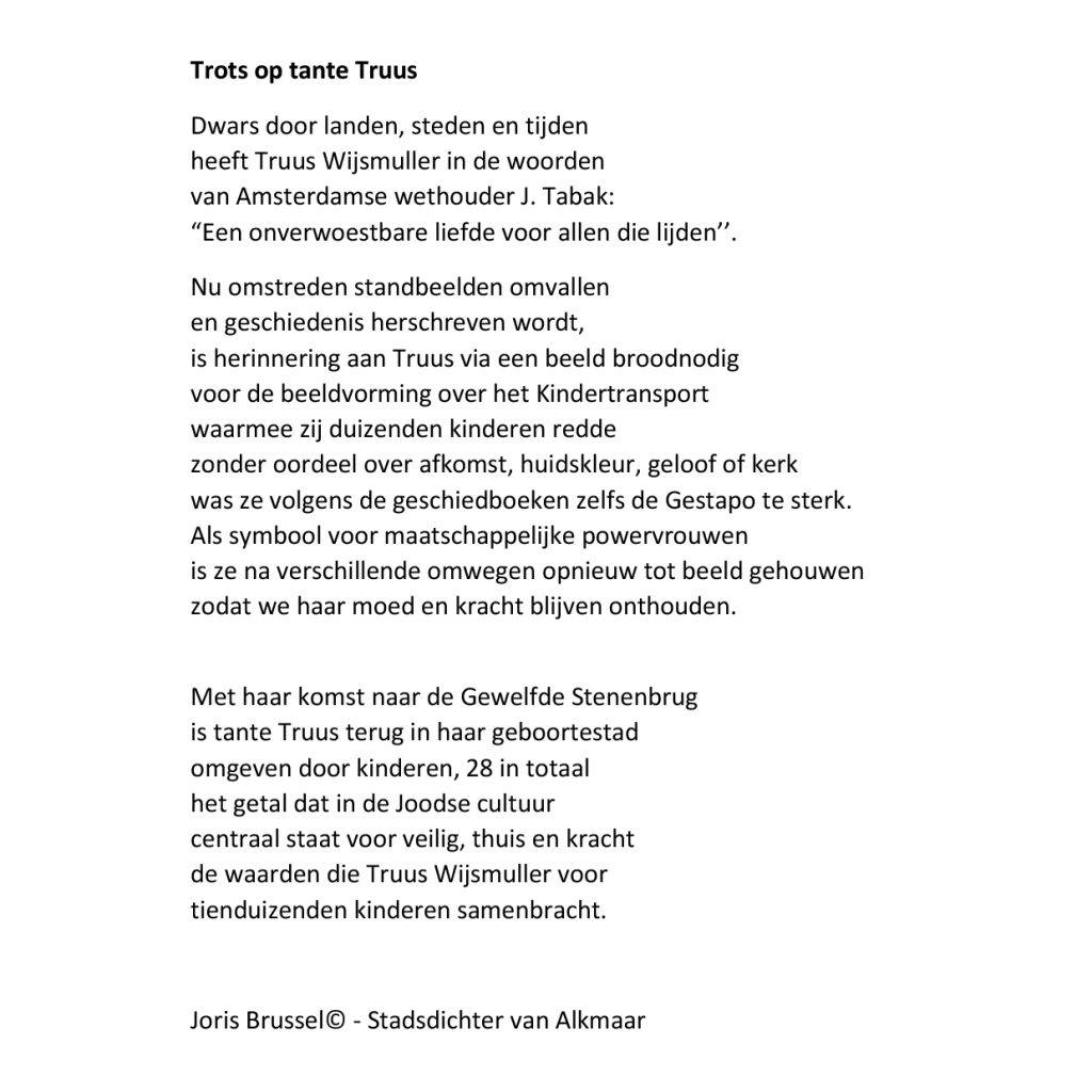 Gedicht ‘Trots op tante Truus’, door stadsdichter Joris Brussel