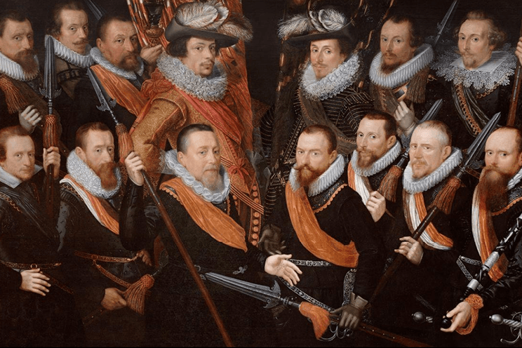 Officieren en vaandeldragers van de Oude Schutterij, 1621, olieverf op paneel, Zacharias Paulusz, Stedelijk Museum Alkmaar.