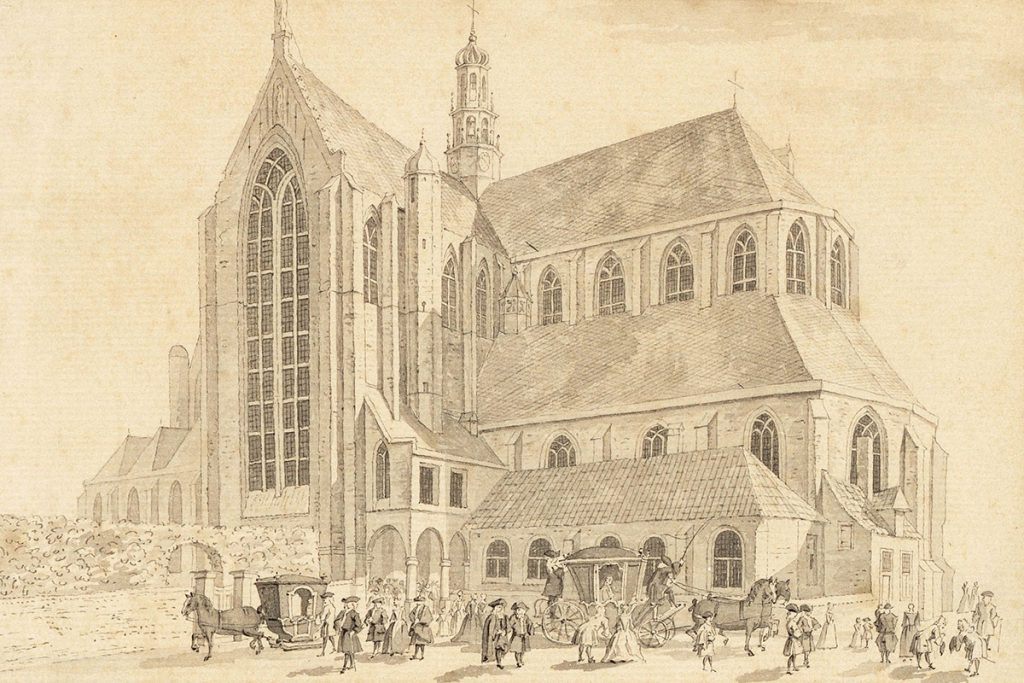 Tekening van C. Pronk uit 1727 met een begraafstoet